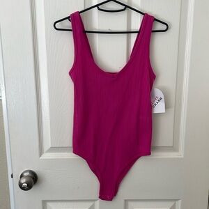 Pink Love Charm Ribber Bodysuit